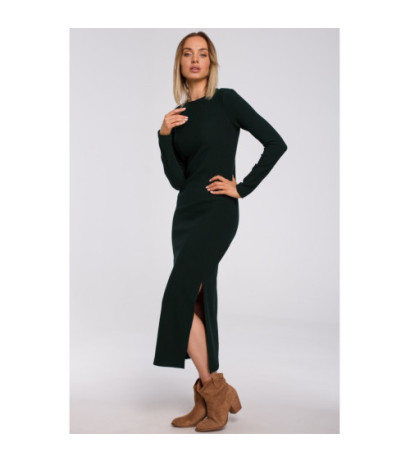 M544 Sukienka maxi z rozcięciem na nogę - zielona