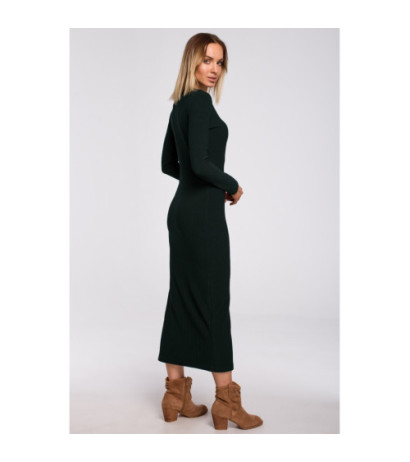 M544 Sukienka maxi z rozcięciem na nogę - zielona