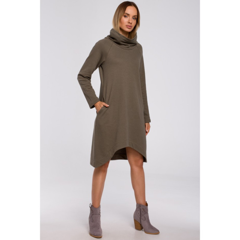 M551 Sukienka z asymetrycznym dołem - khaki