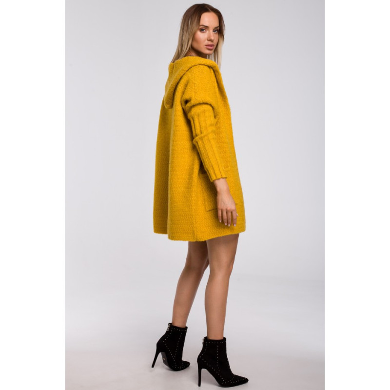 M556 Kardigan z kapturem i rękawami ze ściągacza - miodowy