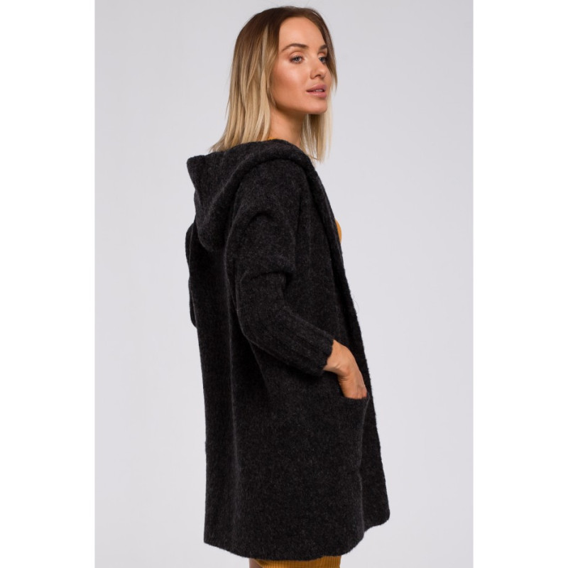 M556 Kardigan z kapturem i rękawami ze ściągacza - antracytowy