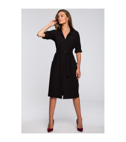 S230 Sukienka z dużymi kieszeniami - czarna