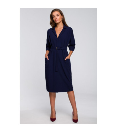 S230 Sukienka z dużymi kieszeniami - granatowa