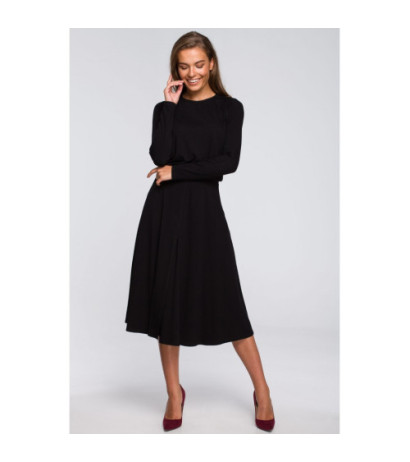S234 Sukienka z rozkloszowanym dołem - czarna