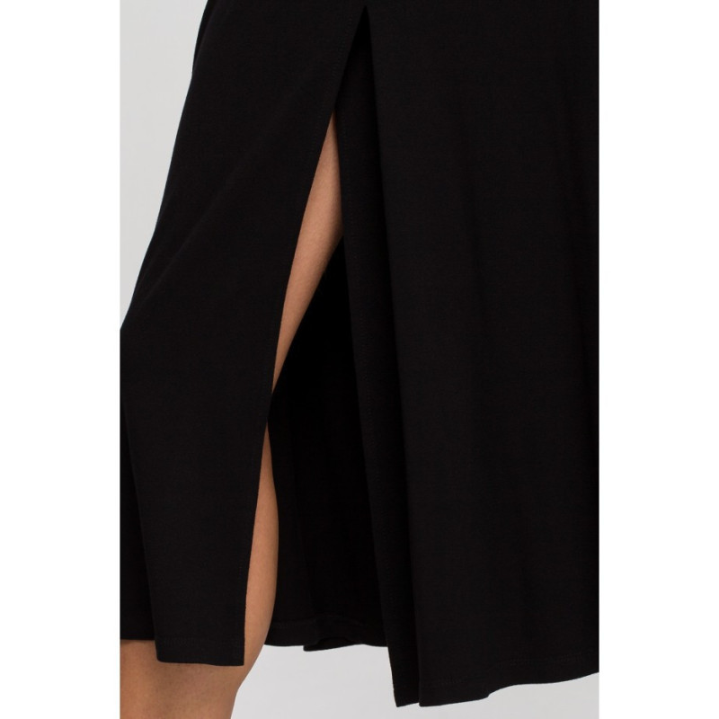 S234 Sukienka z rozkloszowanym dołem - czarna