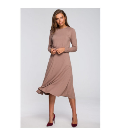 S234 Sukienka z rozkloszowanym dołem - cappuccino