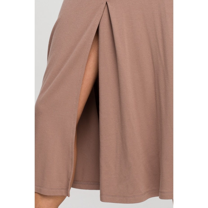 S234 Sukienka z rozkloszowanym dołem - cappuccino