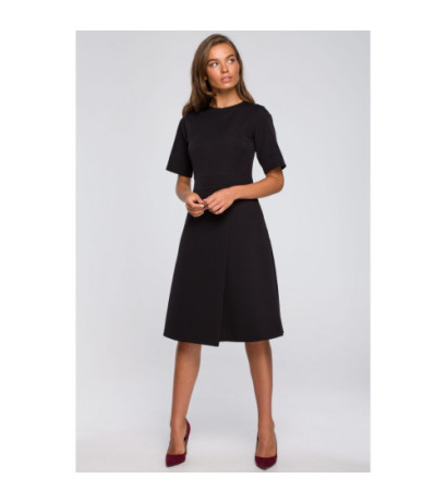 S240 Sukienka z dołem kopertowym - czarna