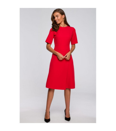 S240 Sukienka z dołem kopertowym - czerwona