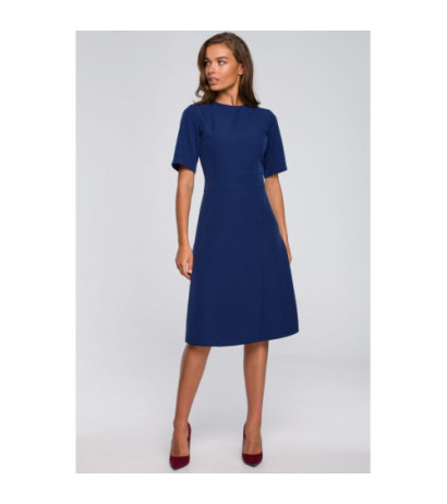 S240 Sukienka z dołem kopertowym - granatowa