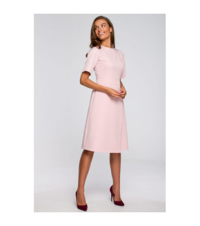 S240 Sukienka z dołem kopertowym - pudrowa