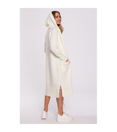 M596 Kardigan Z Kapturem I Kieszeniami - ecru