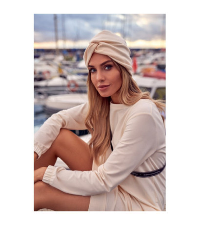 M601 Czapka Typu Turban - śmietankowa