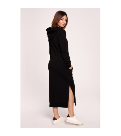 B197 Sukienka midi z kapturem - czarna