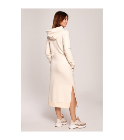 B197 Sukienka midi z kapturem - śmietankowa