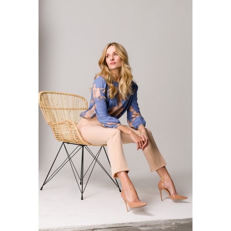 K093 Spodnie z rozcięciami z tyłu - beżowe