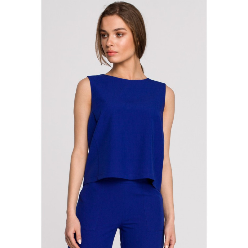 S257 Bluzka bez rękawów - chabrowa