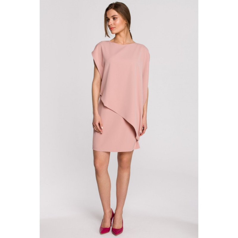 S262 Sukienka warstwowa - pudrowa