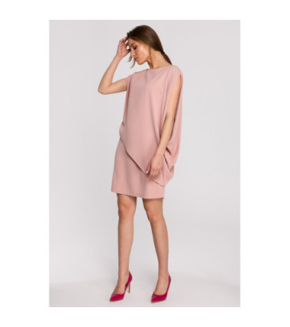 S262 Sukienka warstwowa - pudrowa