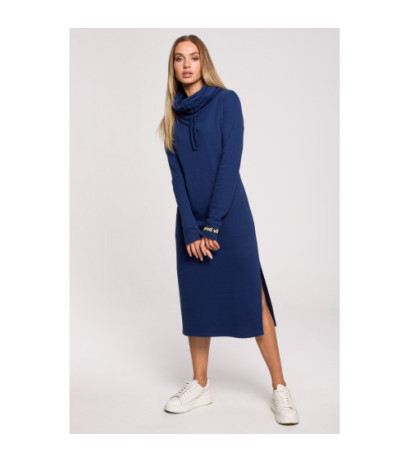 M622 Sukienka maxi z wysokim kołnierzem - atramentowy