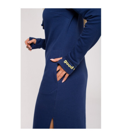 M622 Sukienka maxi z wysokim kołnierzem - atramentowy