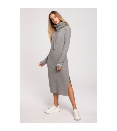 M622 Sukienka maxi z wysokim kołnierzem - szary