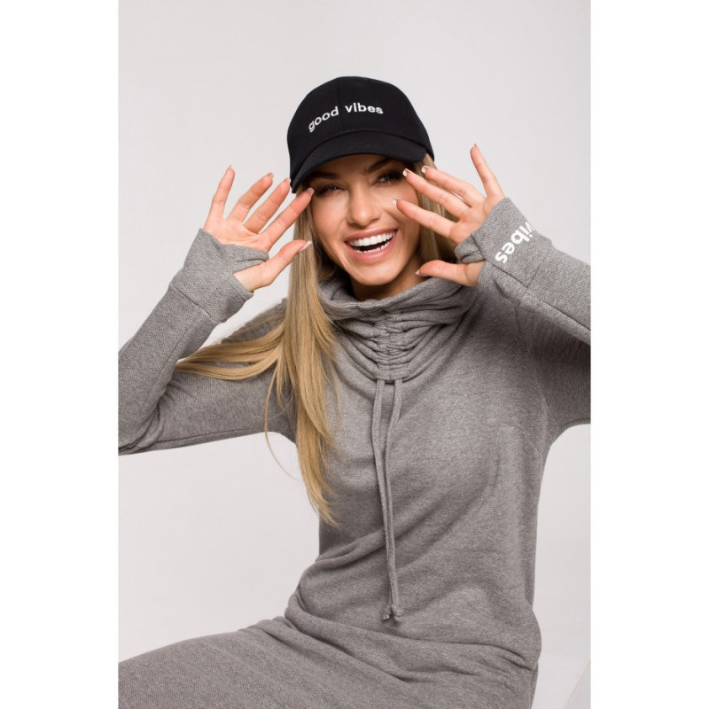 M622 Sukienka maxi z wysokim kołnierzem - szary