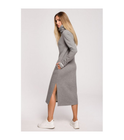 M622 Sukienka maxi z wysokim kołnierzem - szary
