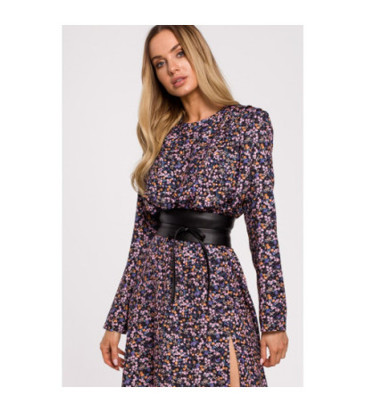 M636 Wiązany pasek ze sztucznej skóry - czarny