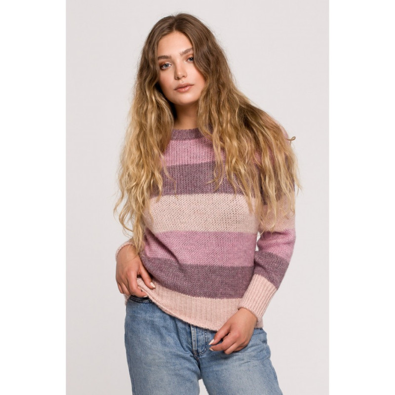 BK071 Sweter w pasy wielokolorowe - model 3