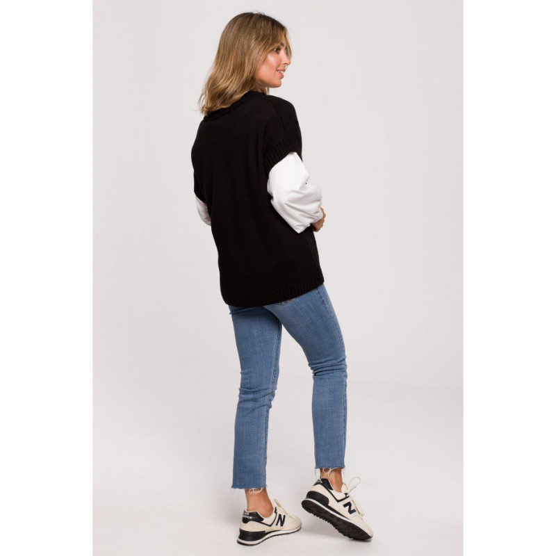 BK076 Bezrękawnik z dekoltem w serek - czarny