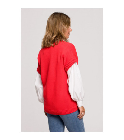 BK076 Bezrękawnik z dekoltem w serek - czerwony