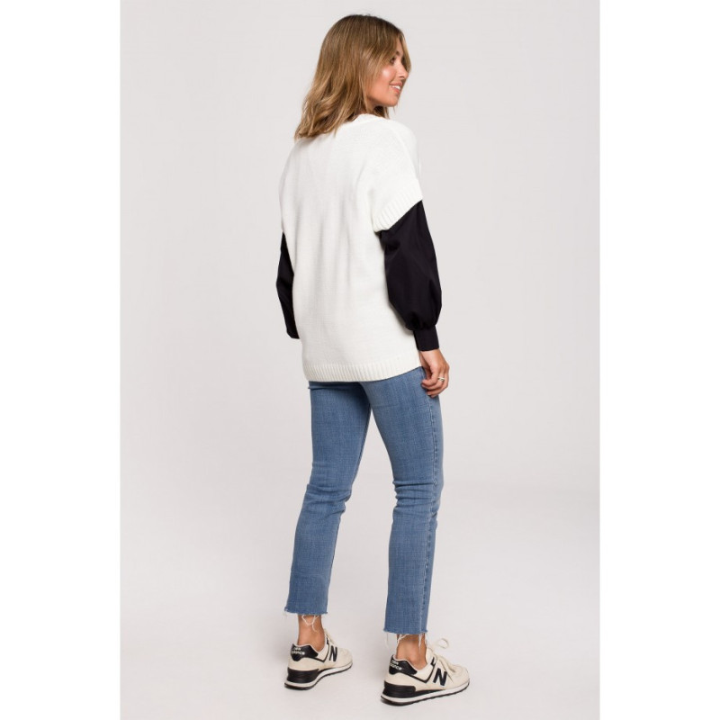 BK076 Bezrękawnik z dekoltem w serek - ecru