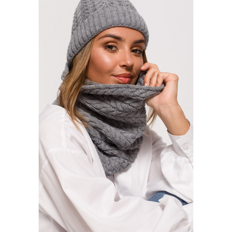 BK082 Komin splot warkocz - szary