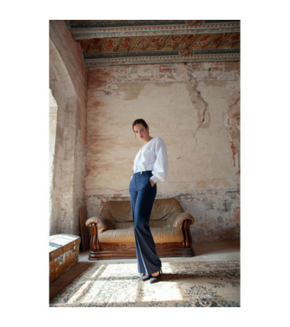 K114 Spodnie z prostymi nogawkami - granatowe