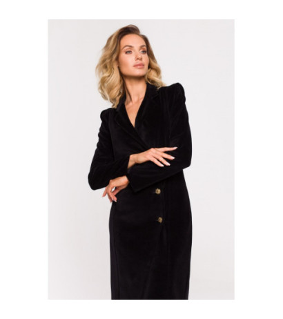 M641 Welurowa sukienka żakietowa - czarna