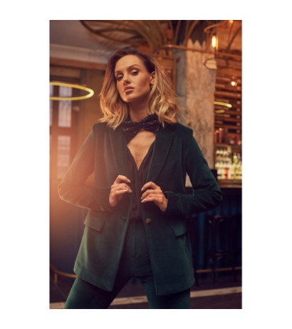 M643 Żakiet welurowy zapinany na guzik - zielony