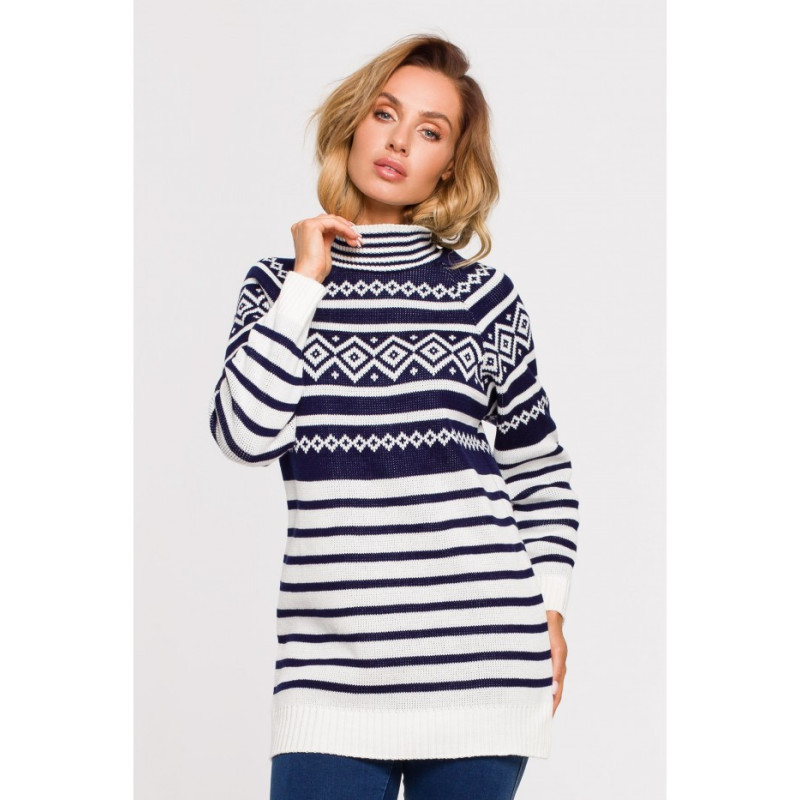 MXS08 Long turtleneck sweater - navy blue