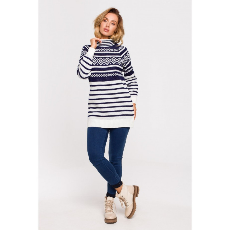 MXS08 Long turtleneck sweater - navy blue