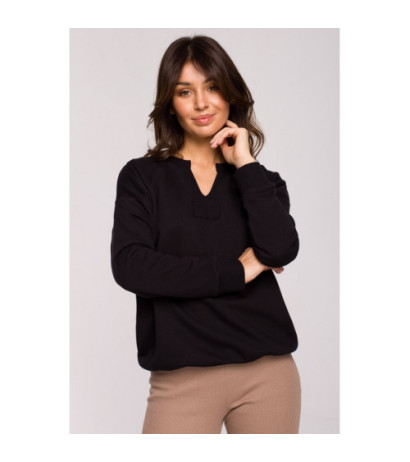 B225 Bluza z wycięciem w dekolcie - czarna