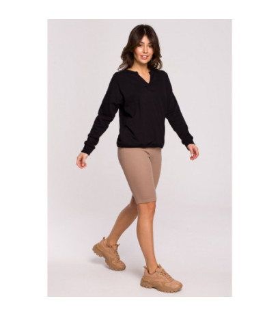 B225 Bluza z wycięciem w dekolcie - czarna