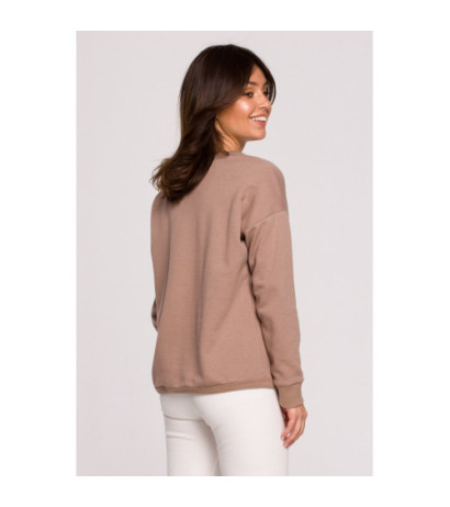 B225 Bluza z wycięciem w dekolcie - cappuccino