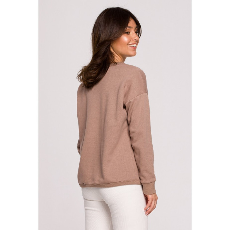 B225 Bluza z wycięciem w dekolcie - cappuccino