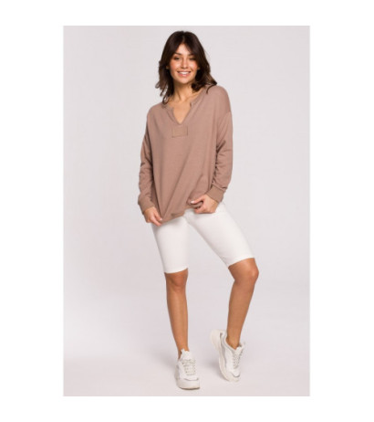 B225 Bluza z wycięciem w dekolcie - cappuccino