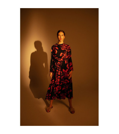 S307 Sukienka maxi z rozcięciami na rękawach - model 1