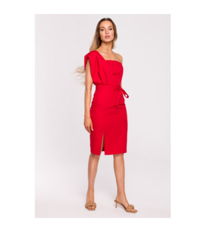 M673 Sukienka na jedno ramię - czerwona