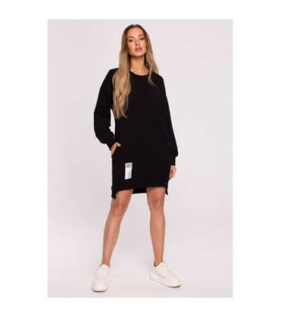 M676 Tunika z naszywką i ozdobnymi zamkami - czarna