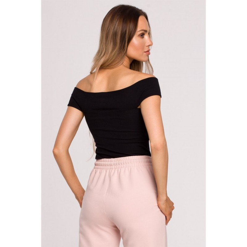 M680 Top z przeplotem w dekolcie - czarny