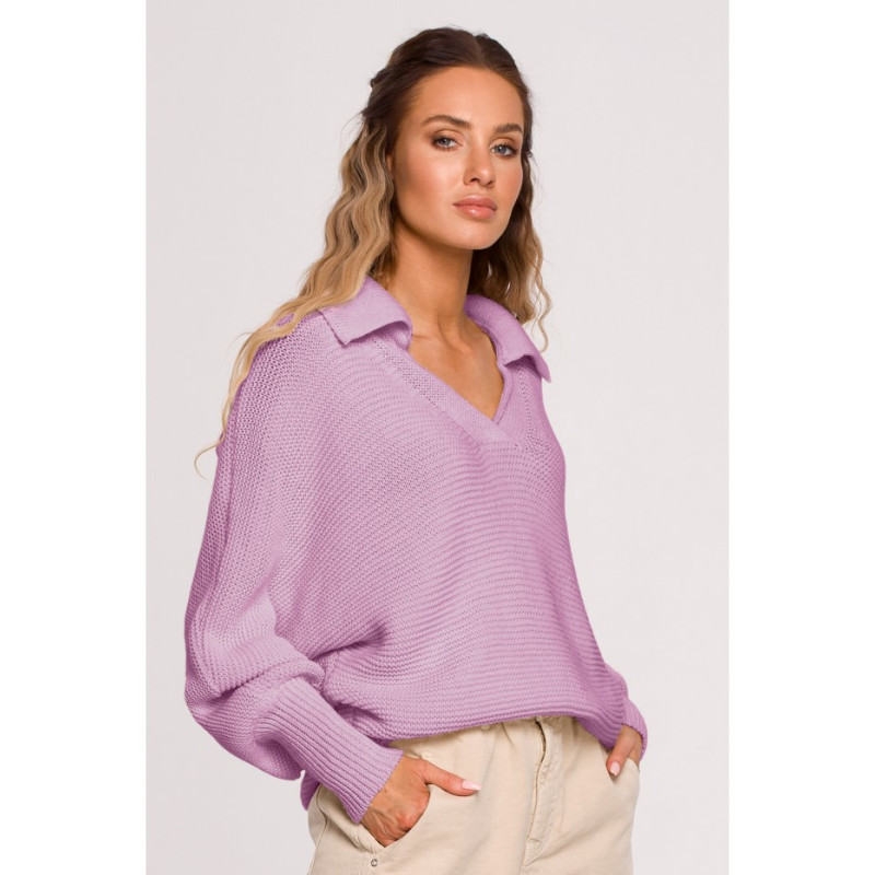 M687 Sweter z kołnierzykiem - lila