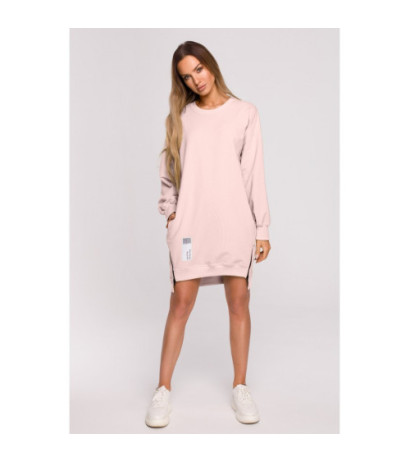 M676 Tunika z naszywką i ozdobnymi zamkami - cukierkowy róż